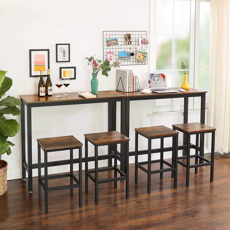 Masa Bar Model Cade, 120x40x100 cm, Maro Rustic/Negru - 1 | YEO