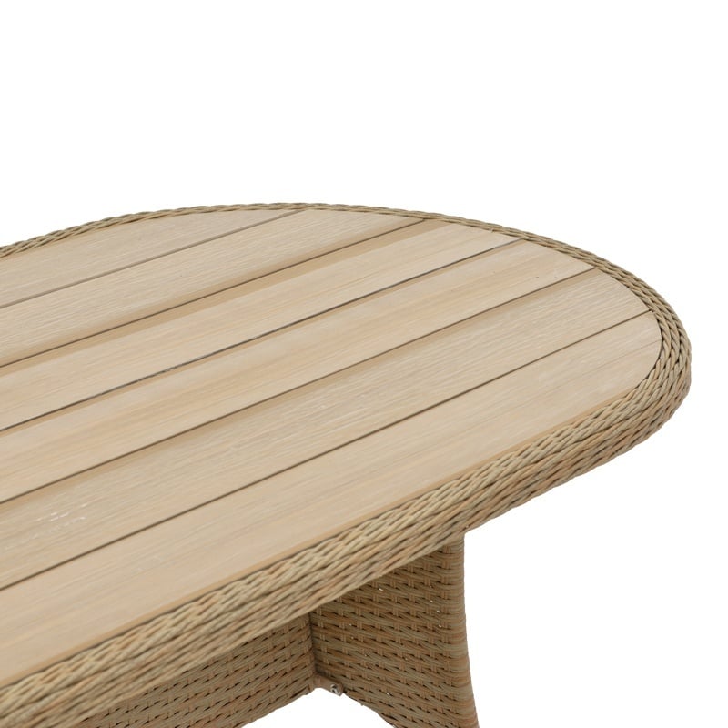 Masa de exterior, Model Keir, culoare maro, rattan si alumniu, 180x90x72 cm