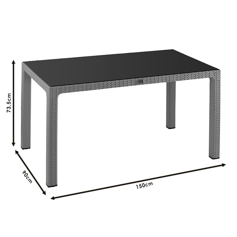 Masa exterior Explore cu protectie UV plastic culoare maro 150x90x73.5cm