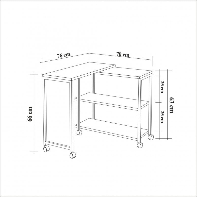 Masuta Auxiliara Model Cordova, 70x76x63 cm, Pin/Negru