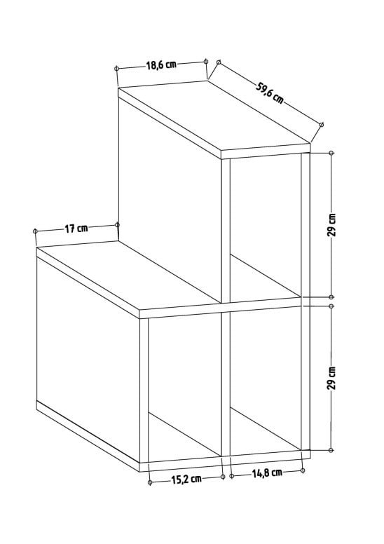 Masuta Auxiliara Model Nala, 59.6x35.6x63.2 cm, Stejar