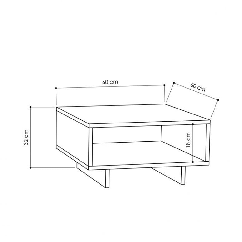 Masuta de Cafea Model Bates, 60x60x32 cm, Antracit/Stejar - 2 | YEO