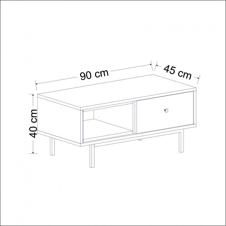 Masuta de Cafea Model Fry, 90x45x40 cm, Antracit