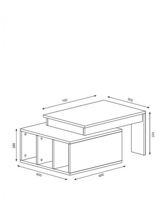 Masuta de Cafea Model Gates, 90x60x37.4 cm, Alb/Nuc - 1 | YEO