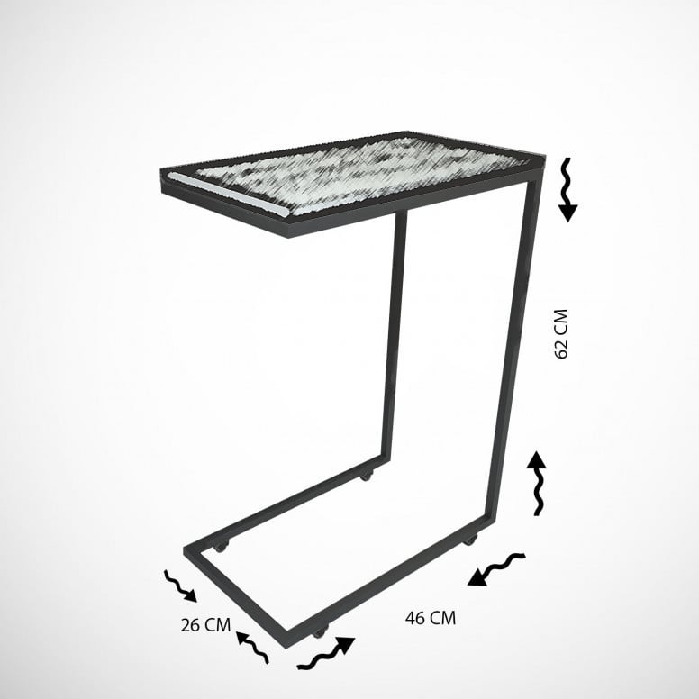 Masuta de Cafea Model Grimes, 46x26x62 cm, Negru marmorat