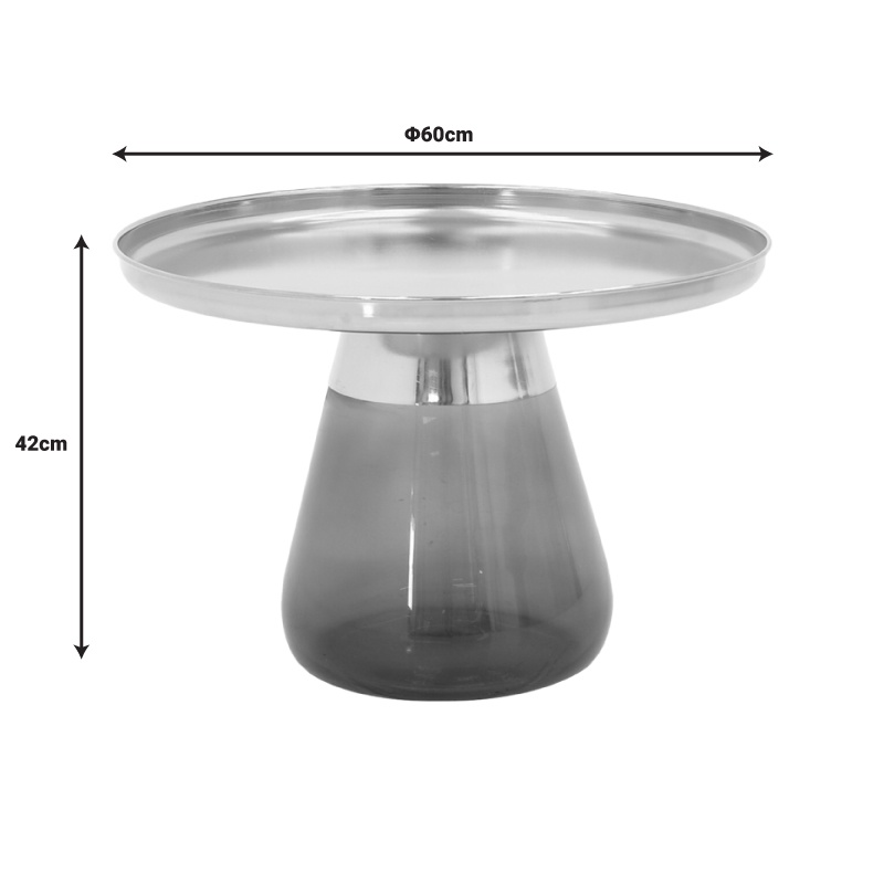 Masuta de Cafea Model Kunlo, Negru/Auriu, D60x42 cm - 3 | YEO