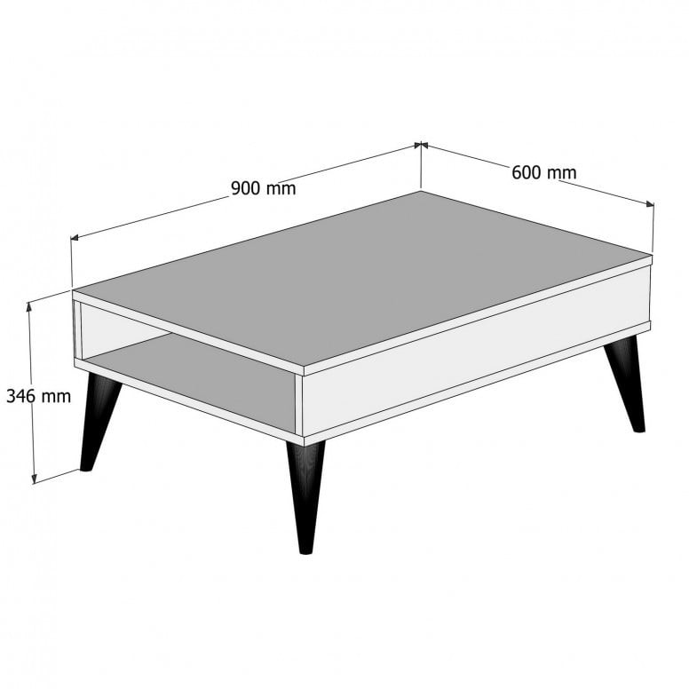 Masuta de Cafea Model Mueller, 90x60x34.6 cm, Alb