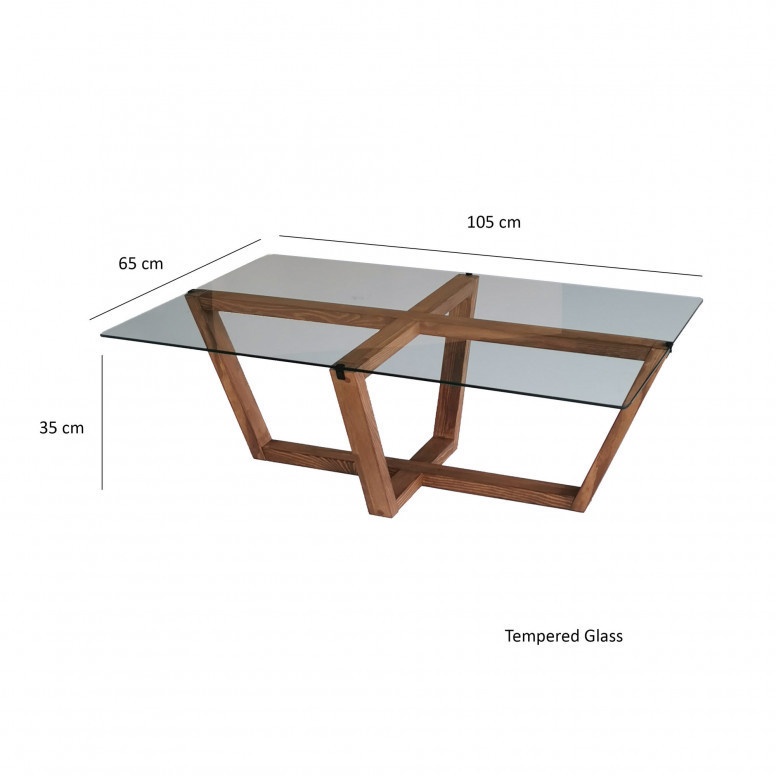 Masuta de Cafea Model Princess, 105x65x35 cm, Nuc, Blat Sticla securizata - 1 | YEO