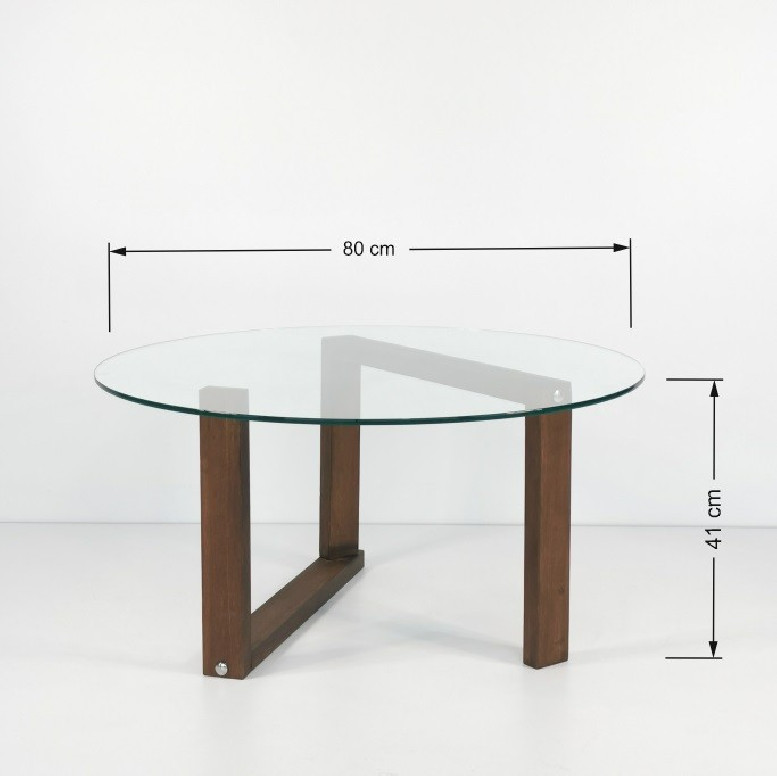 Masuta de Cafea Model Riley, 80x80x41 cm, Nuc, Lemn masiv, Blat Sticla securizata - 1 | YEO