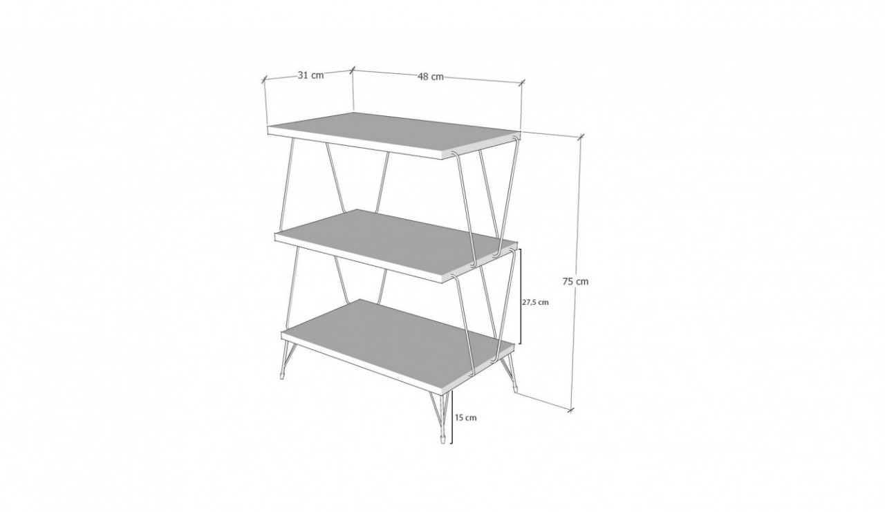 Masuta de Cafea Model Schwartz, 48x31x75 cm, Pin - 3 | YEO