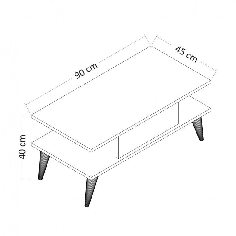 Masuta de Cafea Model Shepard, 90x45x40 cm, Negru/Alb