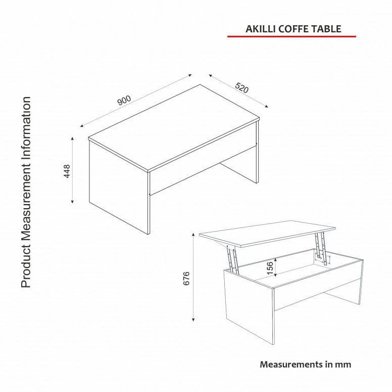 Masuta de Cafea Model Sheppard, 90x45x52 cm, Alb