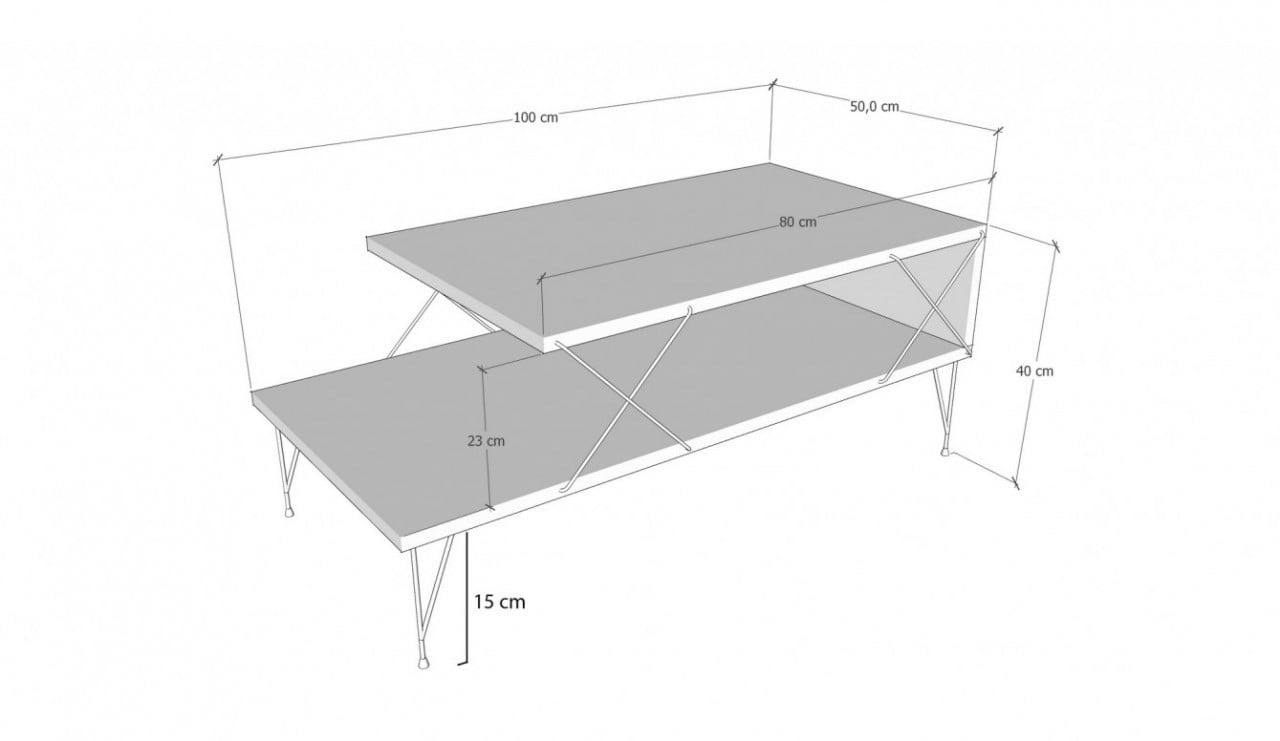 Masuta de Cafea Model Wilkerson, 100x50x40 cm, Alb - 2 | YEO