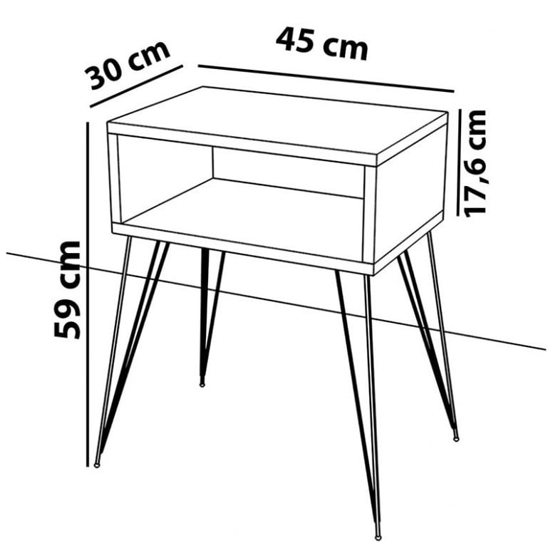 Noptiera Model Mercado, Gri/Bej/Negru, 45x30x59cm