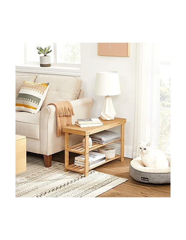 Pantofar tip banca, Songmics, 3 rafturi, Bambus, 28.5 x 70 x 45 cm - 2 | YEO