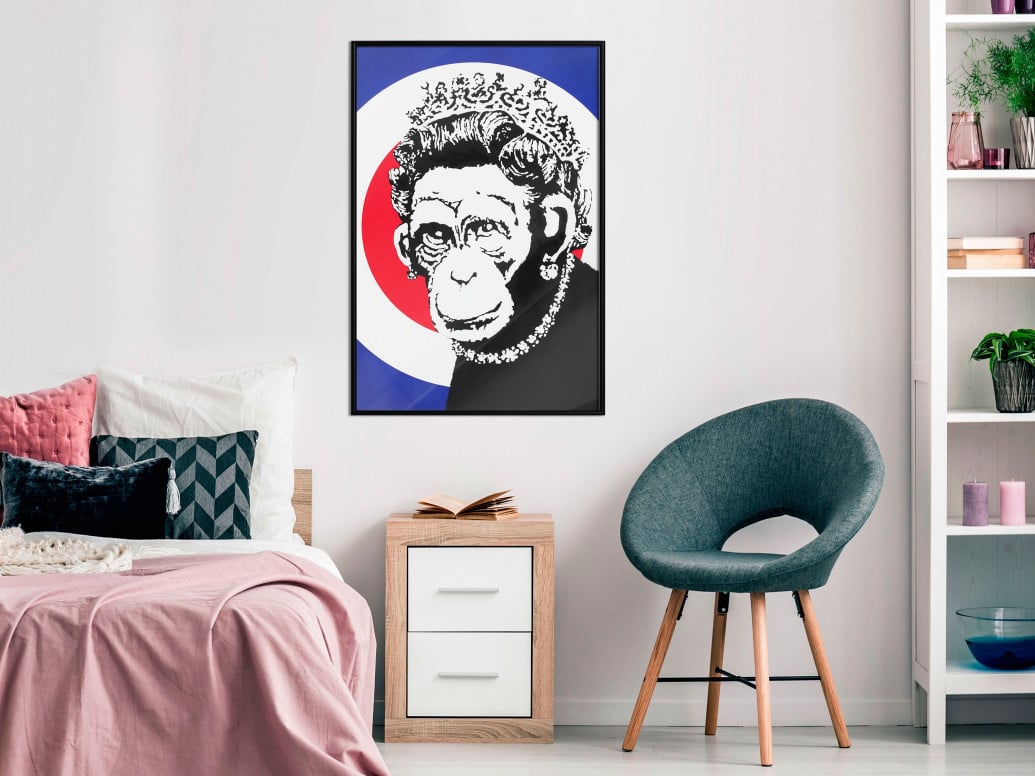 Poster - Banksy: Monkey Queen, cu Ramă neagră, 30x45 cm - 1 | YEO