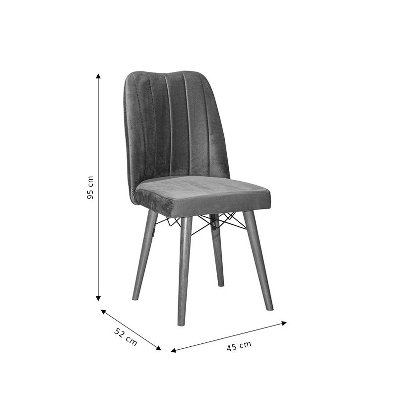 Scaun Model Vespera, Gri/Nuc, 45x52x95 cm