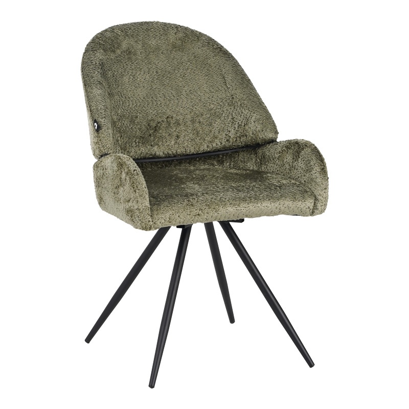 Scaun Rotativ Model Morea, Verde masliniu/Negru, 55x63.5x89.5 cm