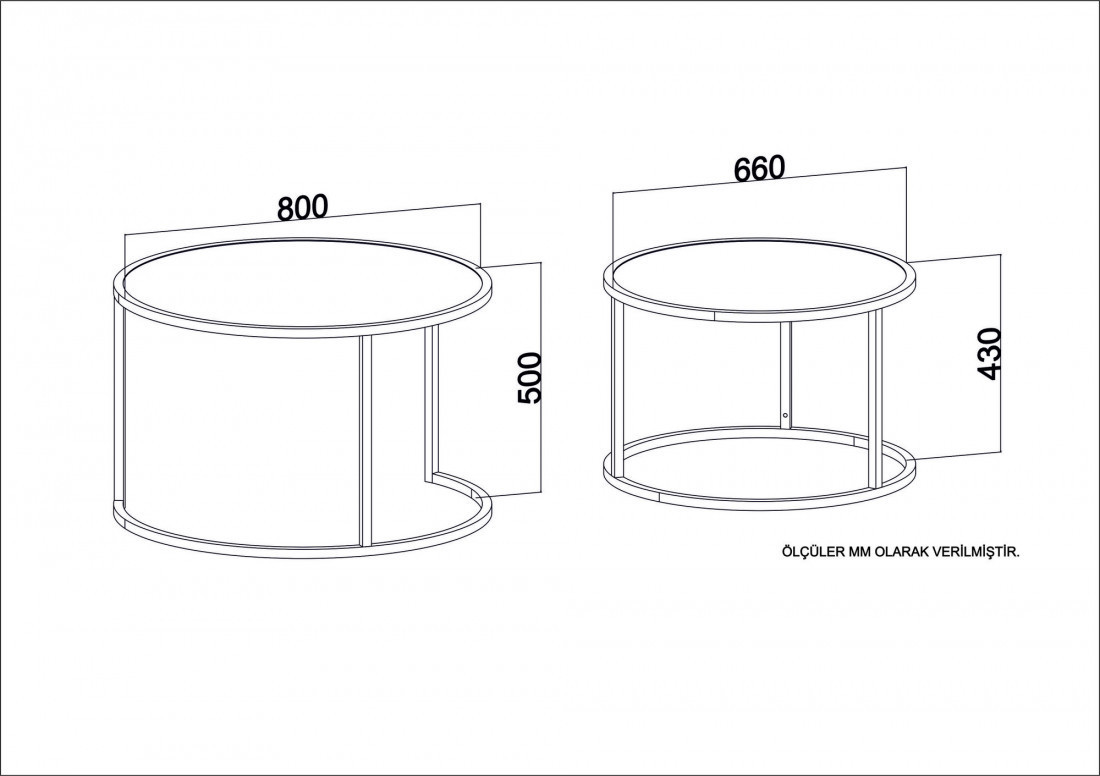 Set 2 Masute de Cafea Model Barron, 66x66x43/80x80x50 cm, Stejar/Negru - 3 | YEO