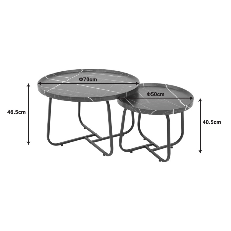 Set 2 Masute de Cafea Model Crismory, Negru/Negru - 4 | YEO