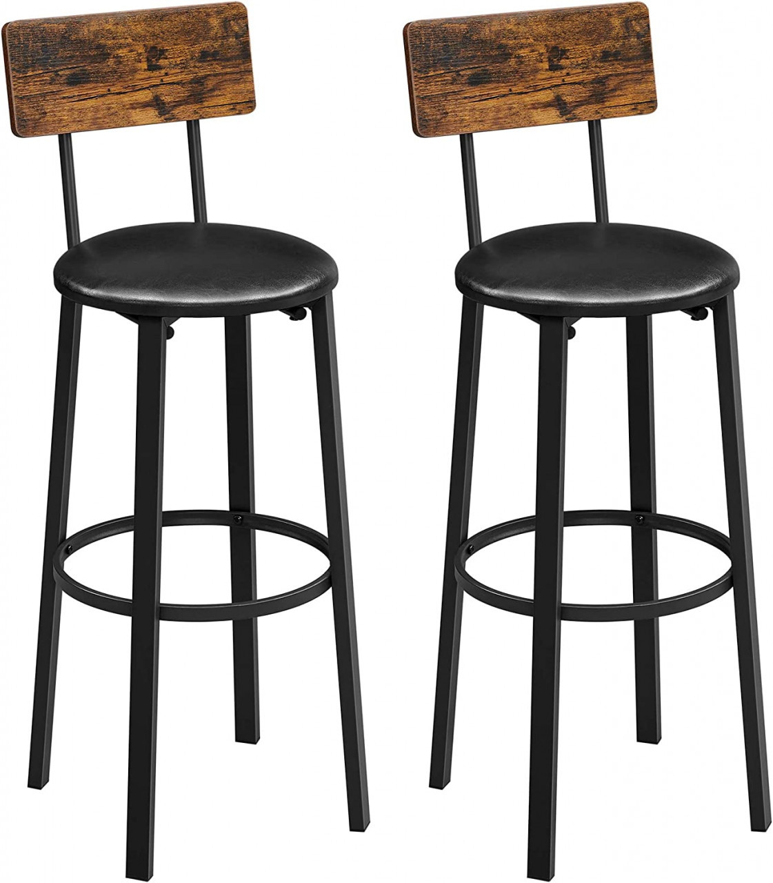 Set 2 scaune de bar Model Daphne, Maro rustic/Negru, 40.1x44.2x100.5 cm - 1 | YEO