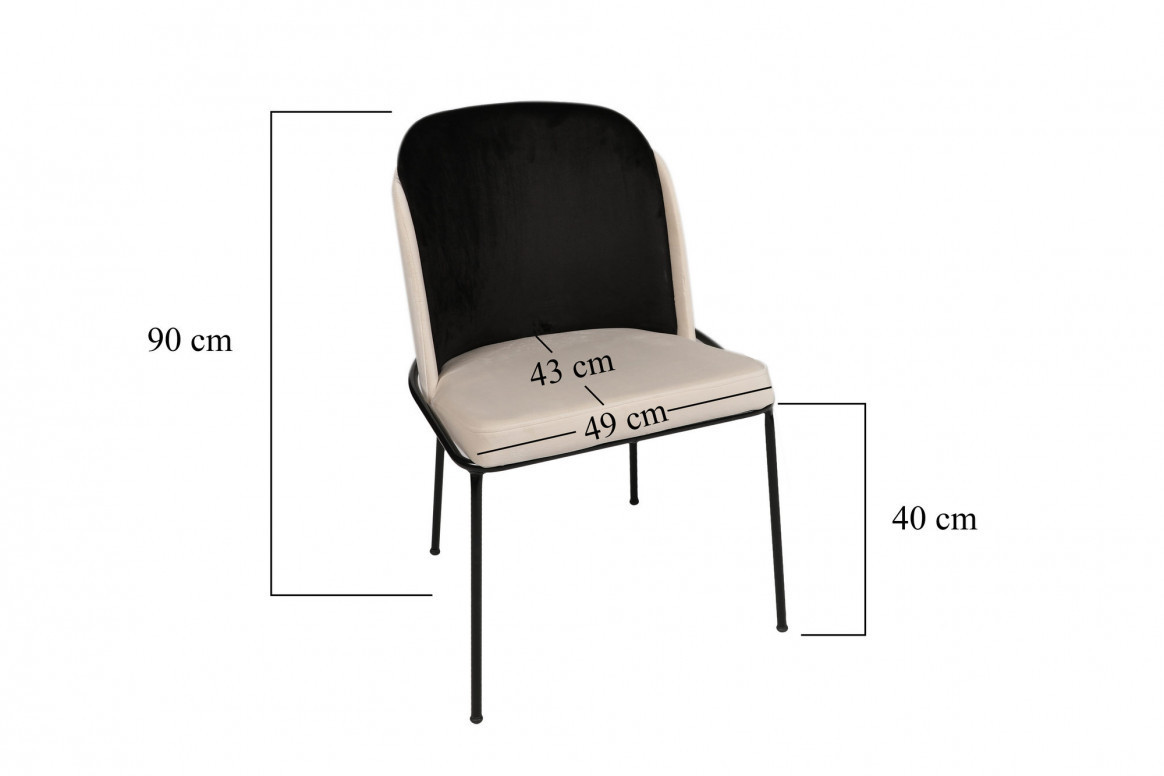 Set 2 scaune Model Dore, Crem/Negru, 54x55x86 cm - 1 | YEO