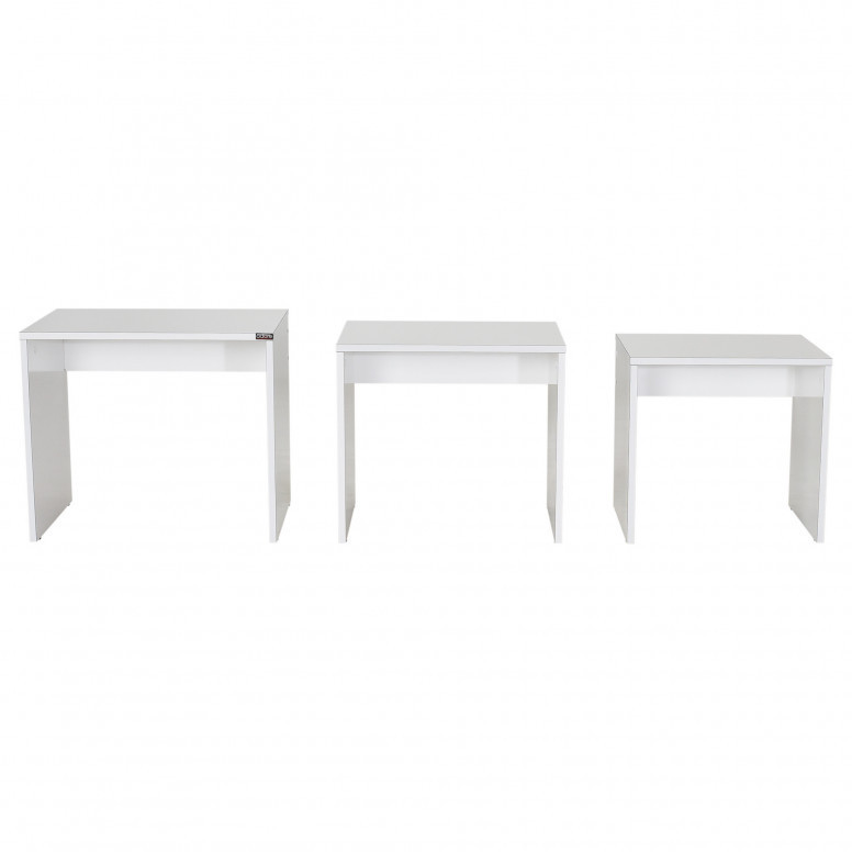 Set 3 Masute de Cafea Model Phan, 45x36x42/50x38x45/55x40x47 cm, Alb - 1 | YEO