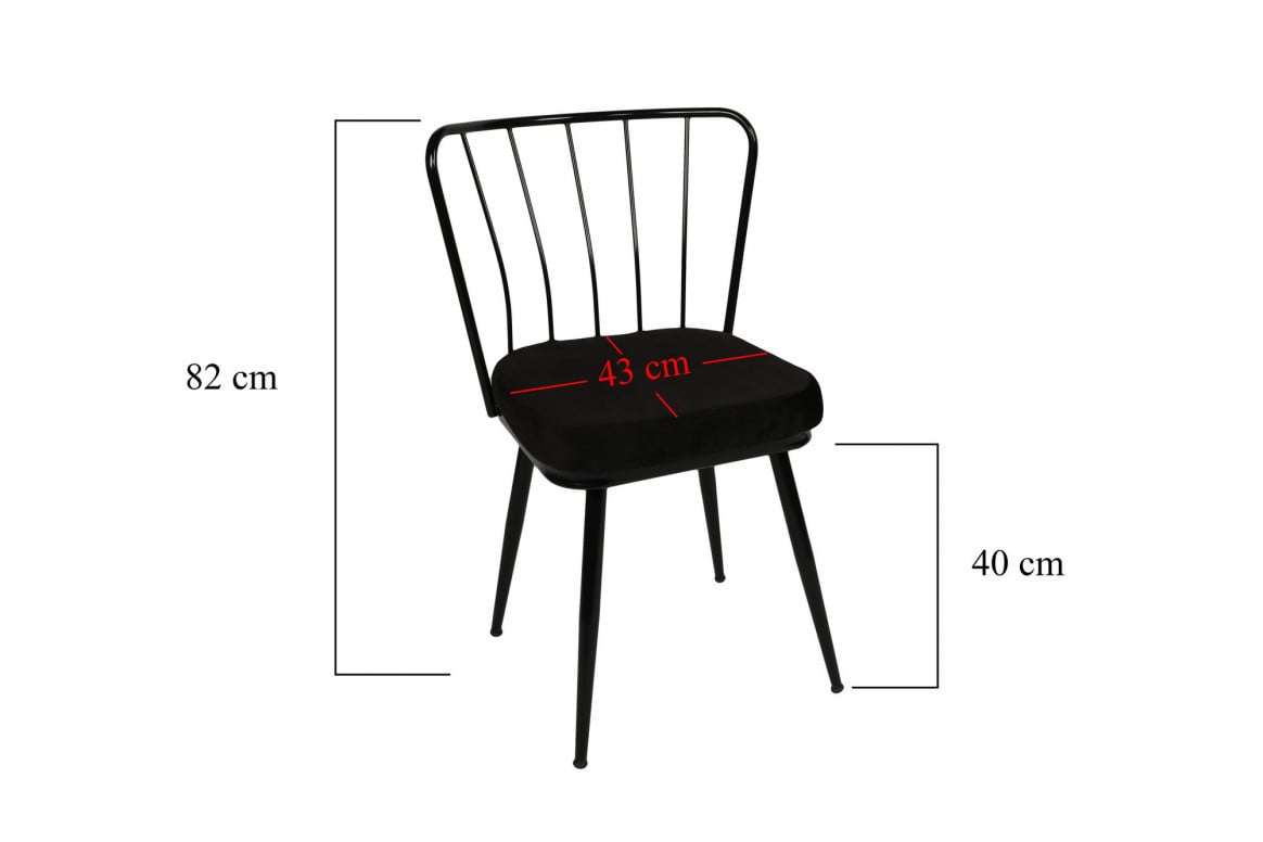 Set 4 scaune Model Star, Negru, 43x42x82 cm