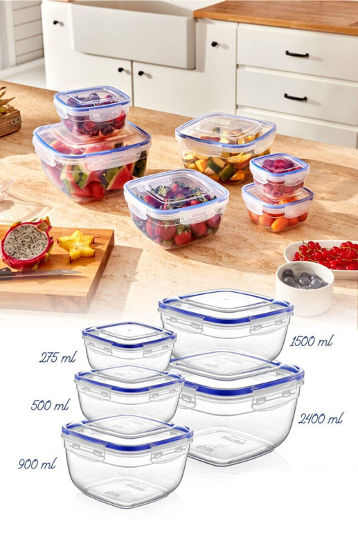 Set 5 cutii de depozitare alimente 30144, Transparent