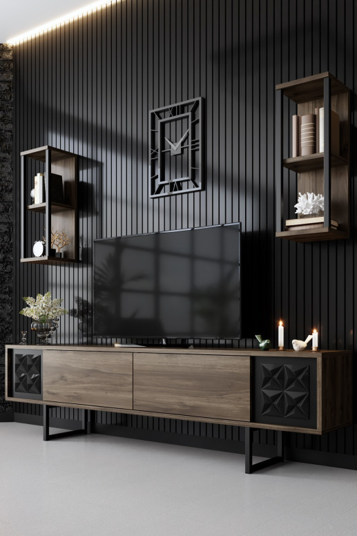 Set de mobilier pentru living Black, Nuc- Negru - 1 | YEO