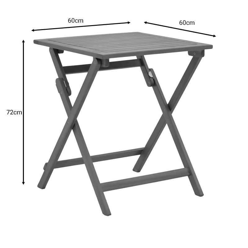 Set masa de gradina si scaune, Model Bistrual-Perdu, culoare natural, lemn masiv de salcam si textil, 60x60x72 cm