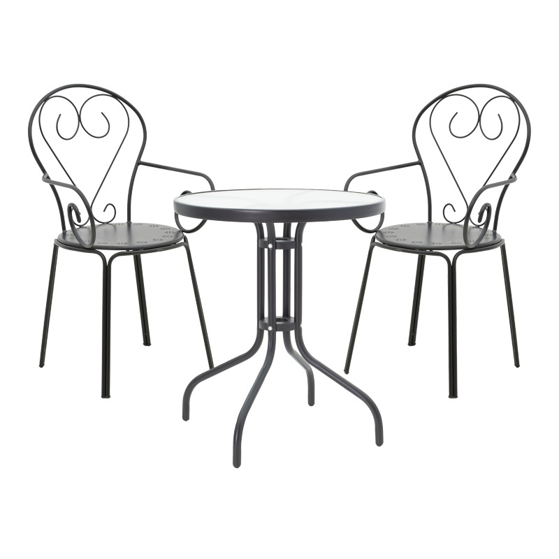 Set masă și scaune de exterior, 3 Piese, Model Watson-Monasty, Negru