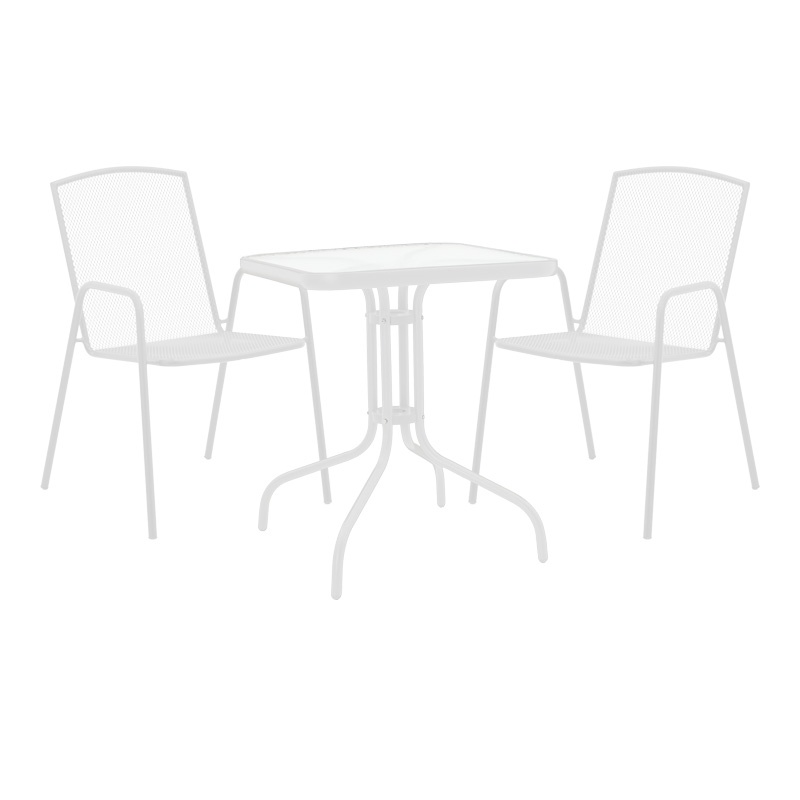 Set masă și scaune de exterior, 3 Piese, Model Watson-Pomedon, Alb, 70x70x70 cm