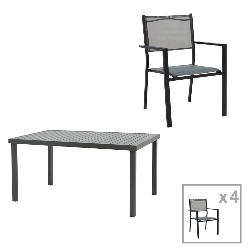 Set masă și scaune de exterior, 5 Piese, Model Moly-Kliton, Antracit, 150x80x74 cm