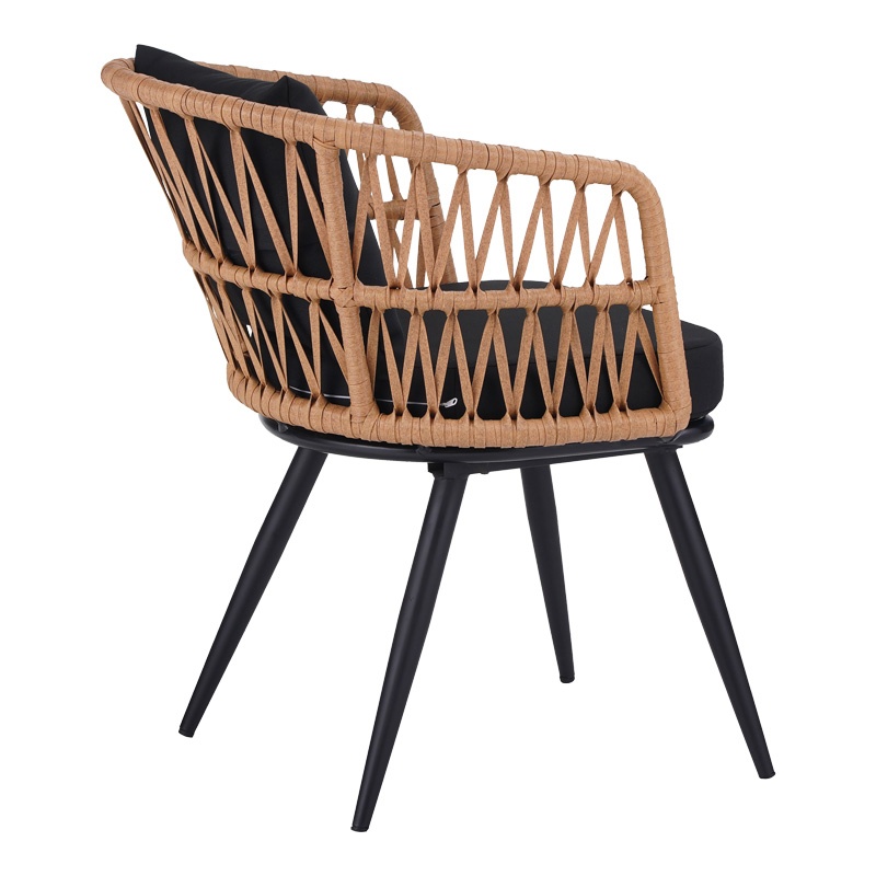 Set masă și scaune de exterior, 7 Piese, Model Naoki, Natural/Negru, 160x90x78 cm - 2 | YEO