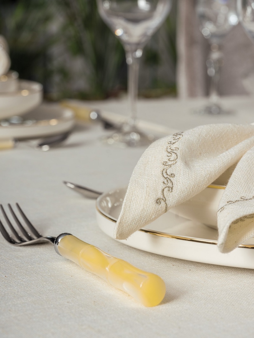 Set pentru masa, 8 Piese Model Pera Ecru