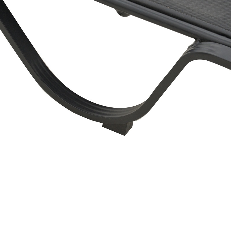 Sezlong cu brate, Model Attain, culoare gri, aluminiu si textil, 200x62x35 cm