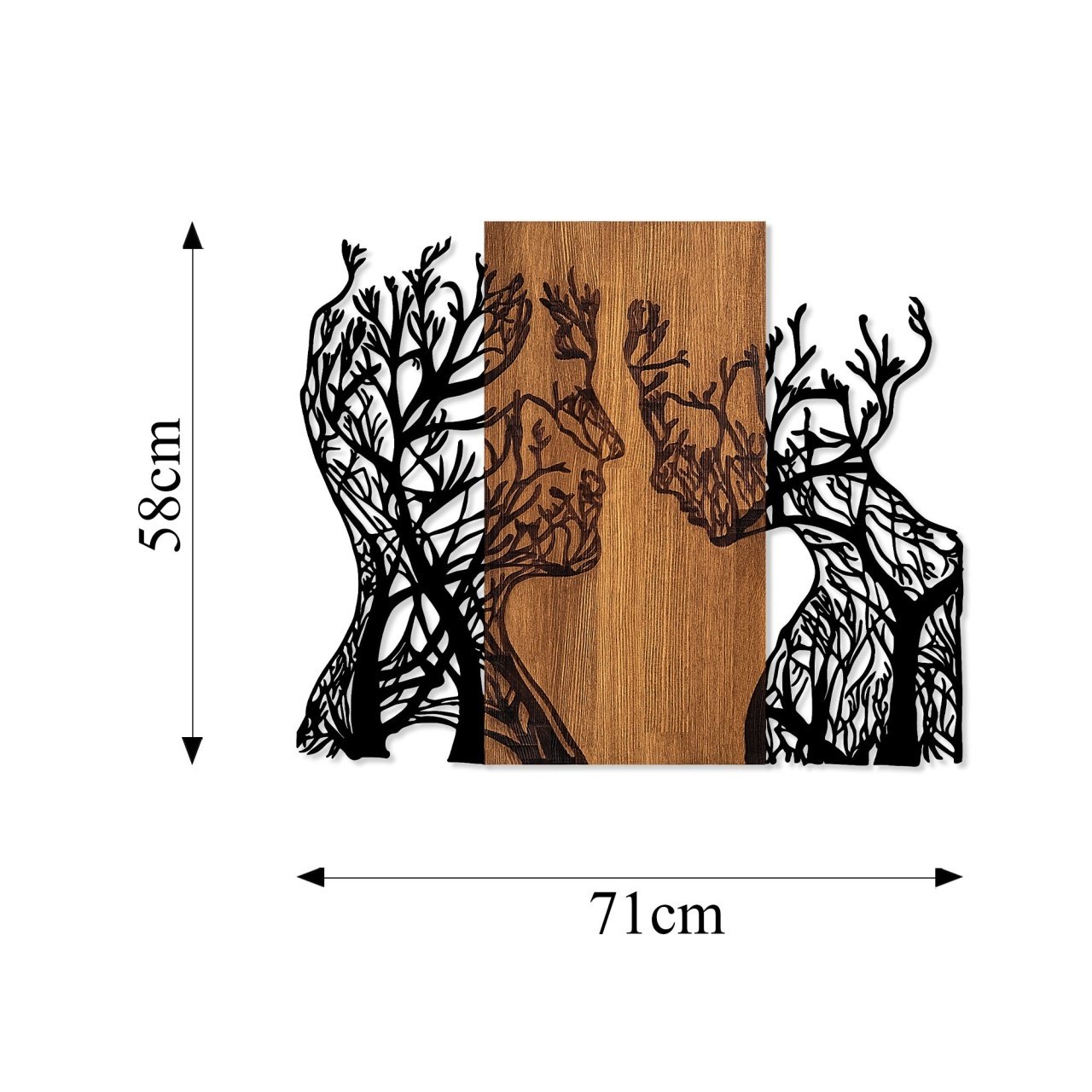 Tablou din lemn si metal Tree Nuc 58x70 cm