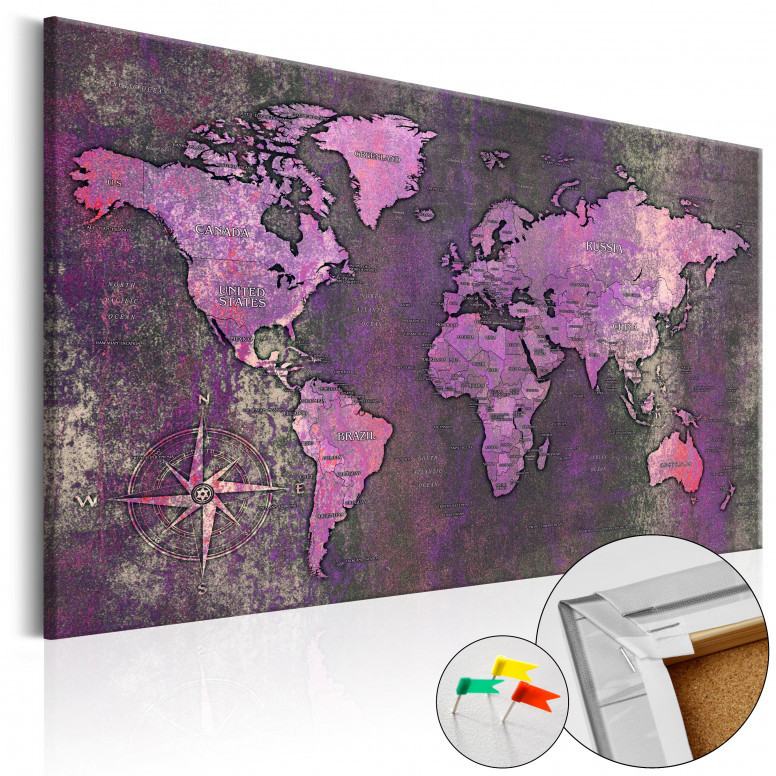 Tablou din plută - Amethyst Map [Cork Map] 120x80 cm