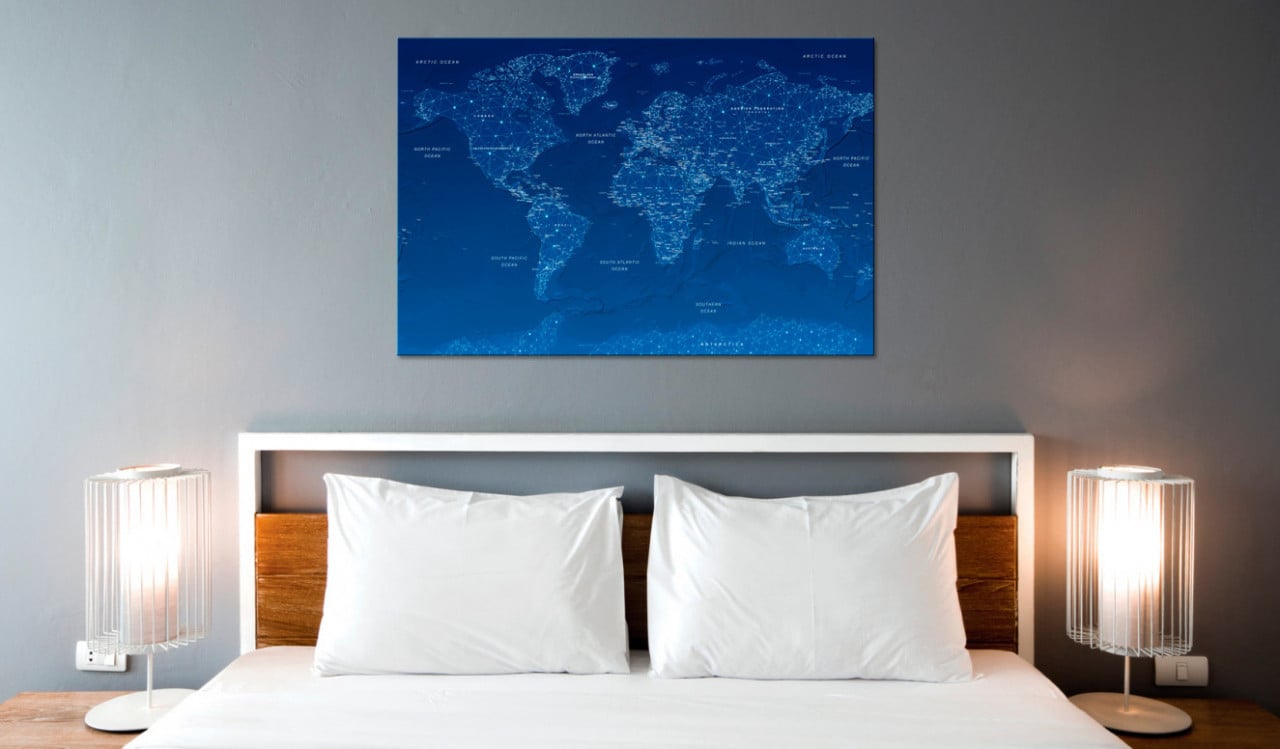 Tablou din plută - World Map: World Connection [Cork Map] 120x80 cm - 1 | YEO