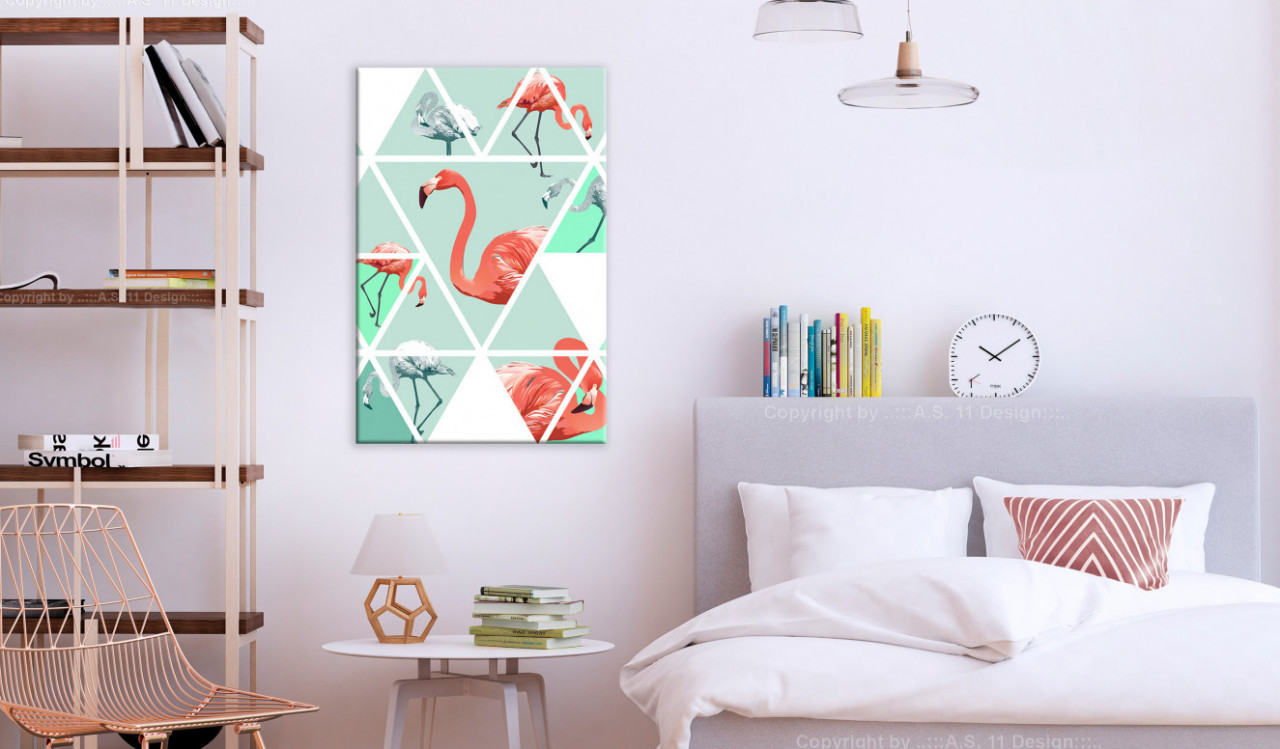 Tablou - Geometric Flamingos (1 Part) Vertical 40x60 cm - 1 | YEO