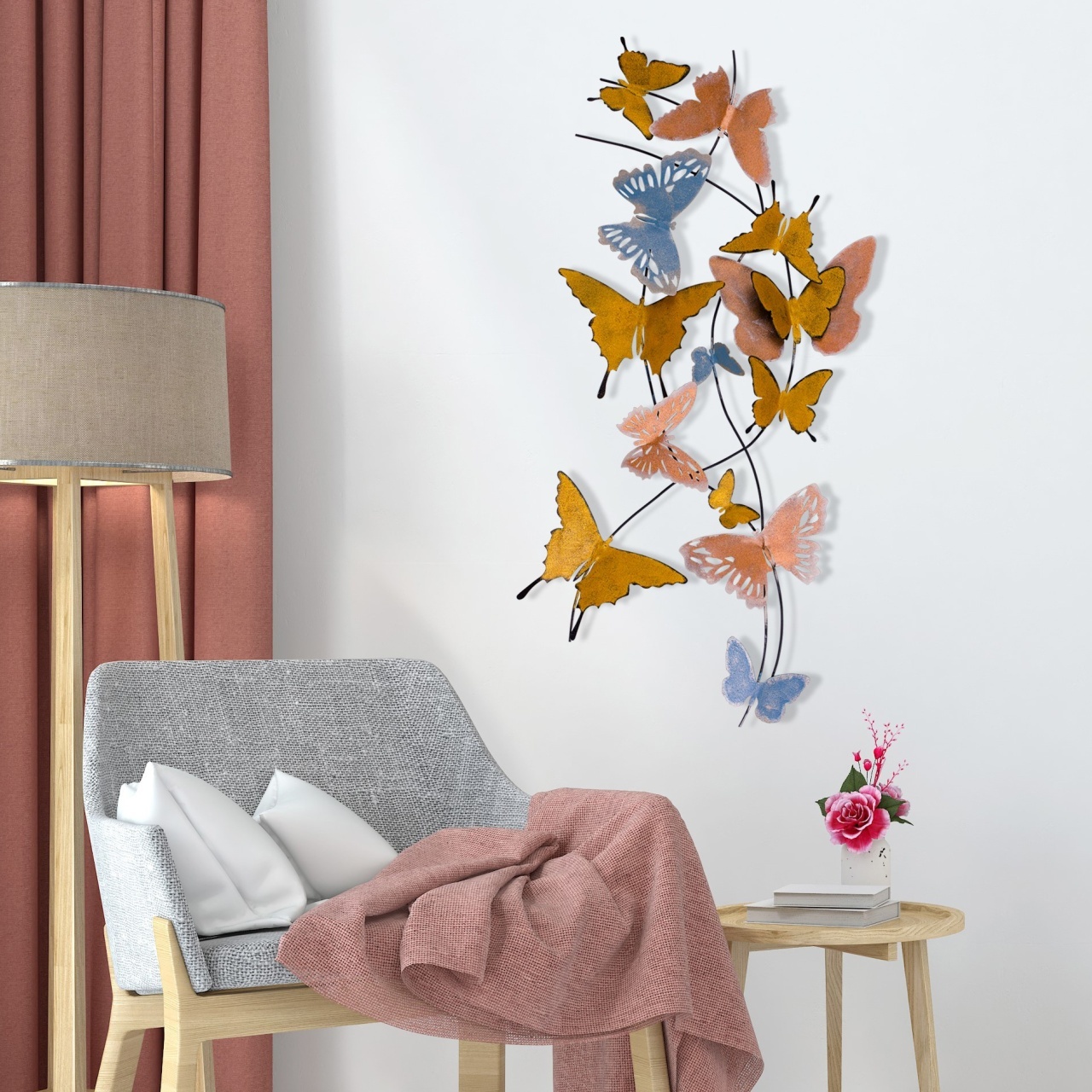 Tablou metalic Butterflies Multicolor 105x8x57 cm - 4 | YEO