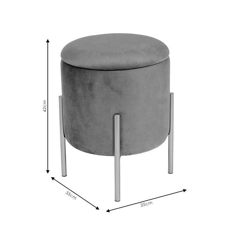 Taburet Model Creativity, Gri/Auriu, 35x35x42 cm - 3 | YEO