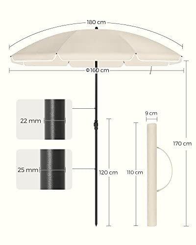 Umbrela de plaja, Songmics, Natural, 160x206 cm - 2 | YEO