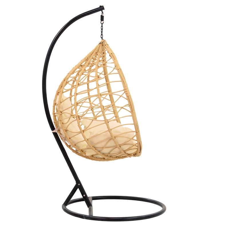 Balansoar de gradina, Model Hudson, culoare bej, metal si poliratan, 109x119x195 cm - 3 | YEO