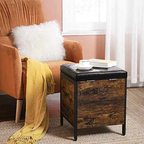 Banca hol tip Cufar Model Halle, Maro rustic / Negru, 40x40x50 cm - 3 | YEO