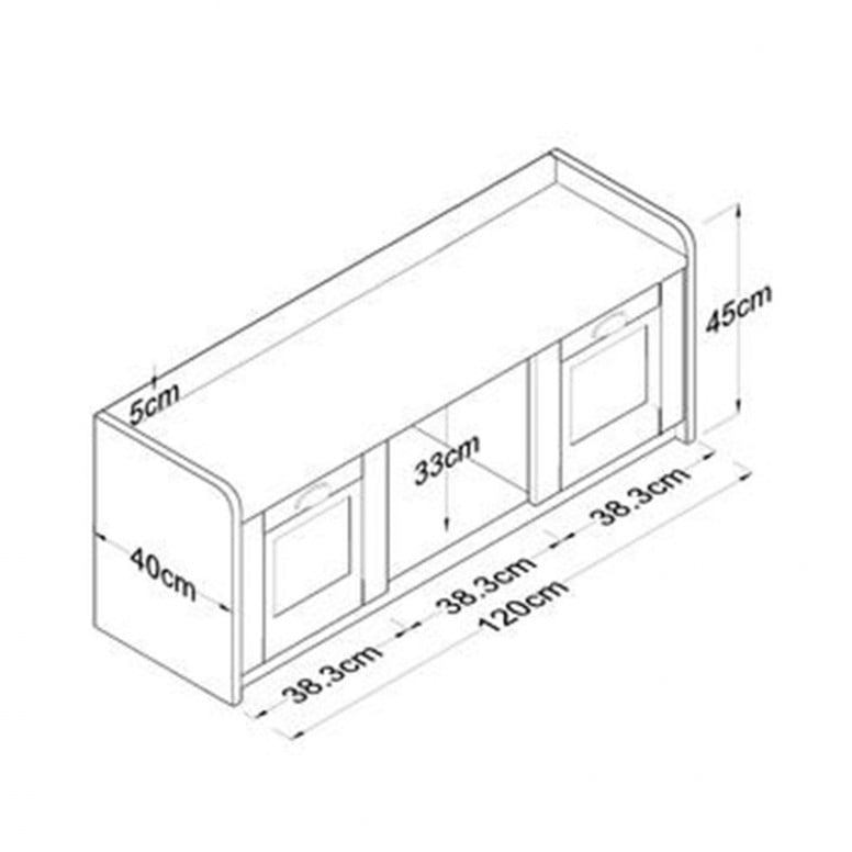 Banca Pantofi Model Randall, Alb / Nuc, 120x40x45 cm