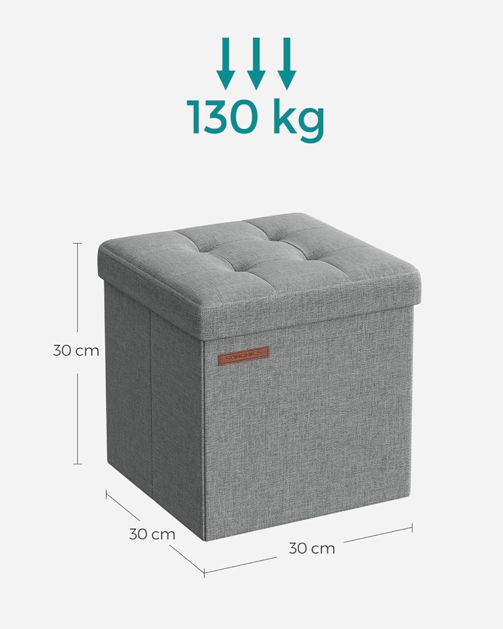 Bancuta cu spatiu de depozitare tip Otoman Gri 30x30x30 cm - 2 | YEO