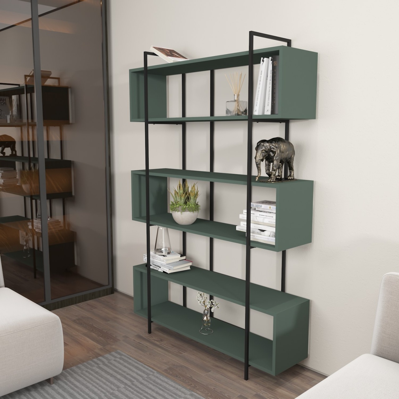 Bibliotecă Bruti Verde 120x180x29.6 cm - 1 | YEO