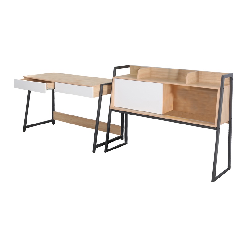 Birou Model Jersey, Gri inchis/Alb/Natur, 124x54x171 cm - 3 | YEO